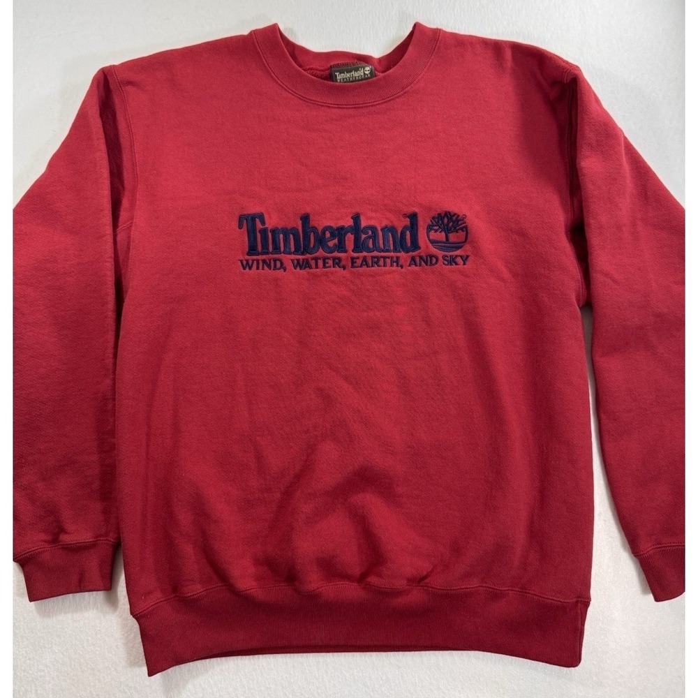 Vintage 90s Timberland Weathergear Sweatshirt Crewneck Made in USA Red Large